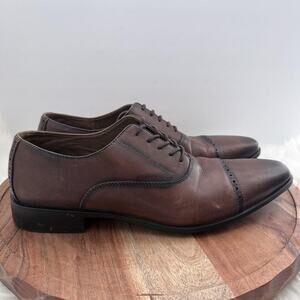 Aldo Nathean Oxford Dress Shoes Mens Size 12M  Brown Leather Cap Toe 0584471‎
